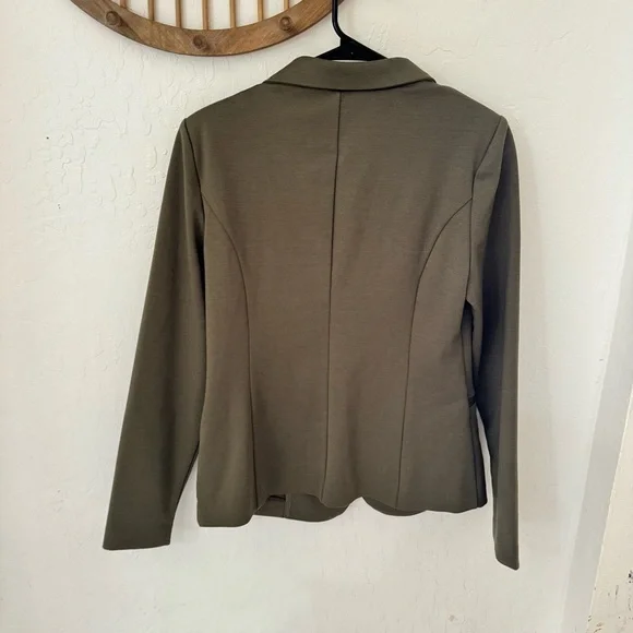 Ichi Mossy Green Supple Cinched Jersey Stretch Single Breast Blazer Medium - Picture 7 of 11